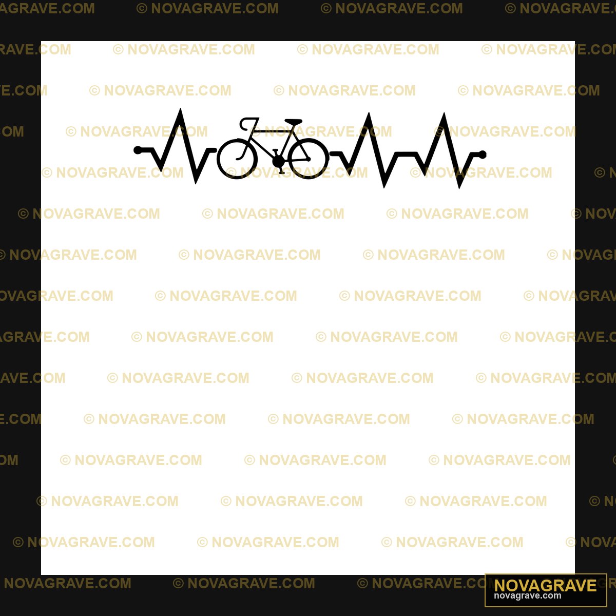 Bicycle Heartbeat Pulse Line Art DTF Design SVG PNG DXF