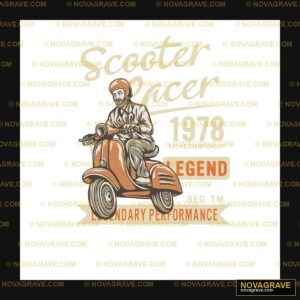 Retro Scooter Racer 1978 Legend DTF Design PNG