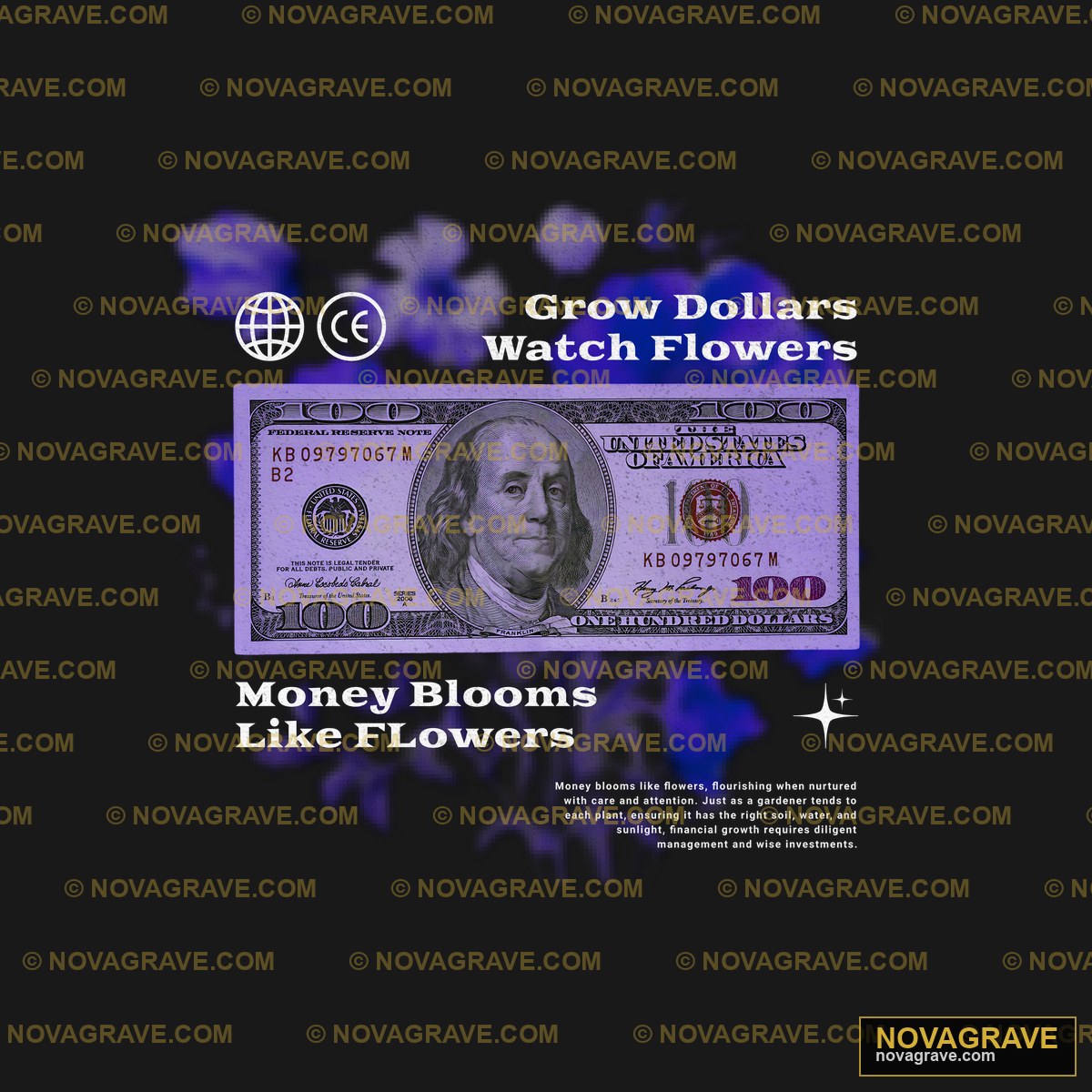 A 100 Dollar Bill With The Words Grow Flowers Nature Botanical - Design DTF