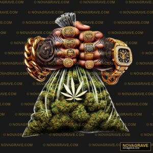 A Bag Full Of Marijuana And A Hand Holding A Family Kids - DTF Transfer Design
