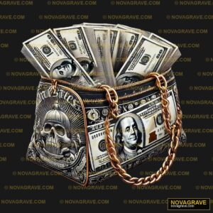 A Bag Full Of Money With A Chain Around It Streetwear Urban - DTF Transfer Design