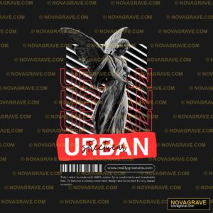 A Barcode With A Picture Of An Angel Holding Streetwear Urban 2 - DTF Transfer Design