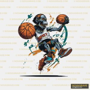 Zombie Monkey Basketball Player DTF Design SVG PNG DXF