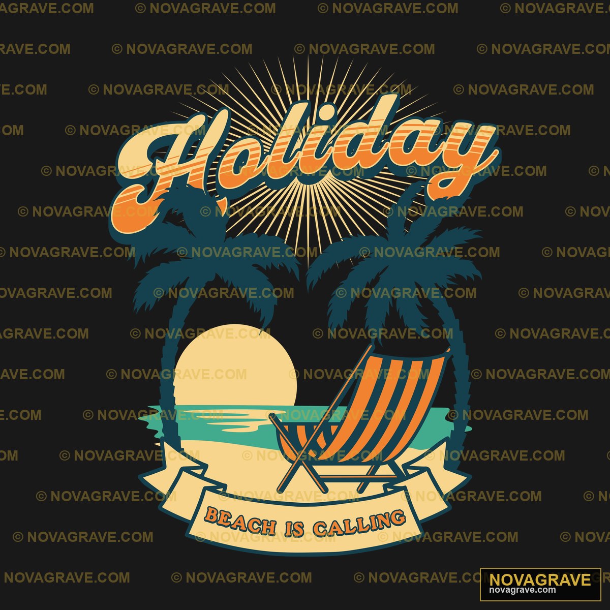 A Beach Chair With Palm Trees And The Sun Shi Nature Botanical - Design DTF