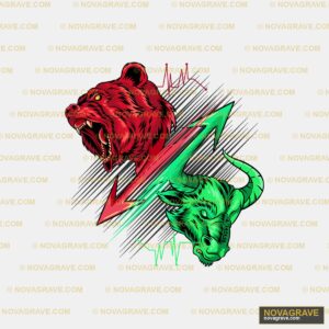 Bear and Bull Head with Arrows DTF Design - SVG PNG DXF