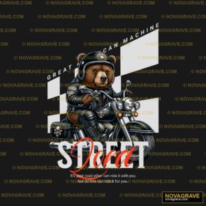 Bear Biker American Machine DTF Design PNG - Motorcycle Art