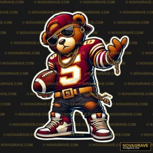 A Bear Wearing A Football Uniform And Sunglas Animals Wildlife - DTF Ontwerp