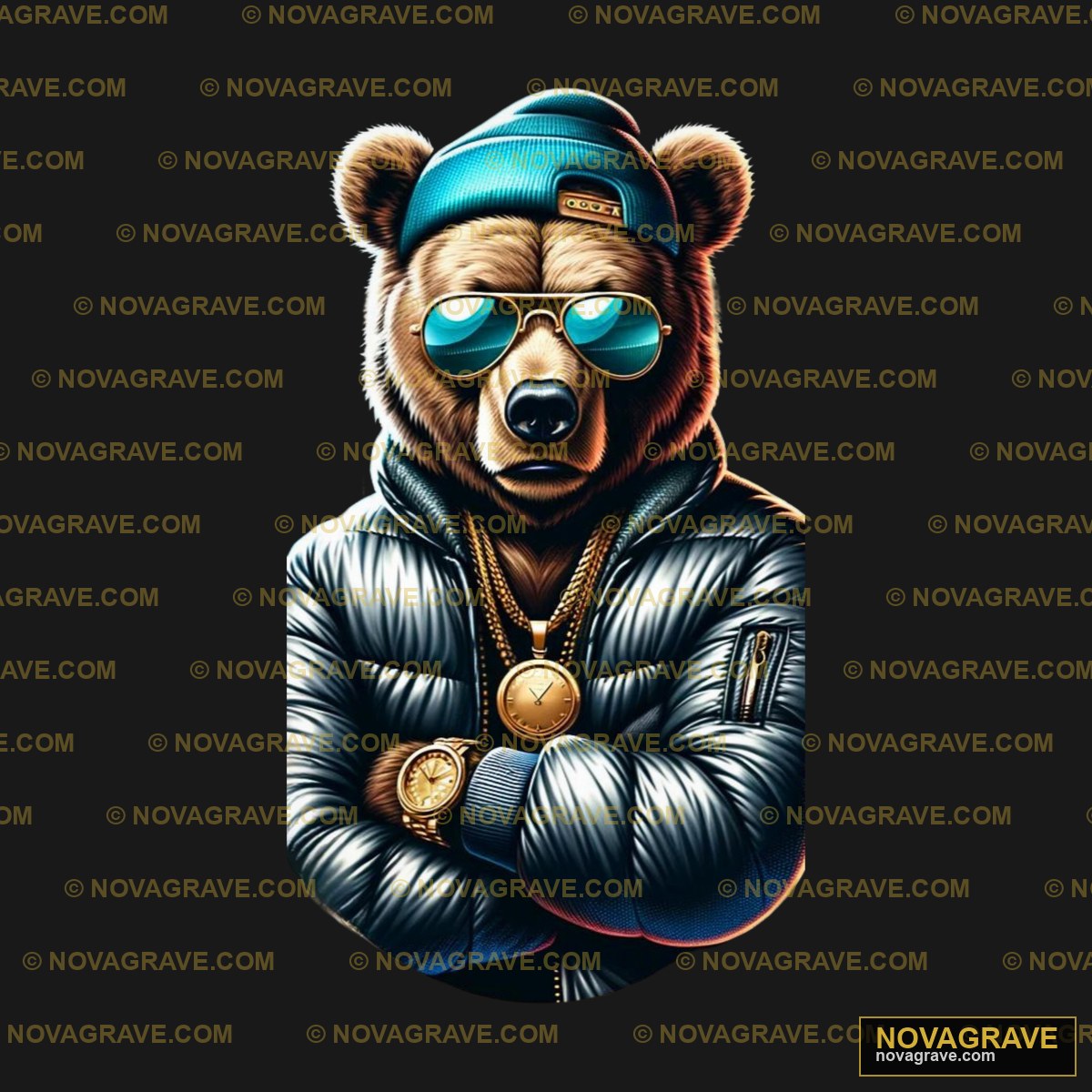 A Bear Wearing A Jacket And Sunglasses Animals Wildlife - DTF Transfer Design