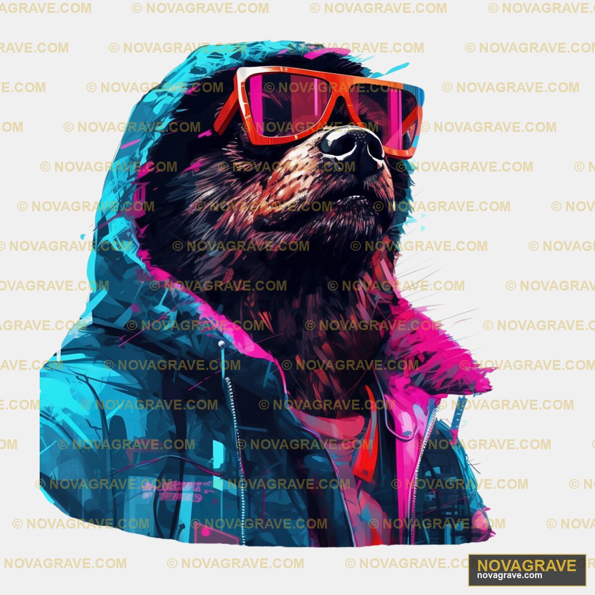 A Bear Wearing Sunglasses And A Jacket Animals Wildlife - DTF Ontwerp