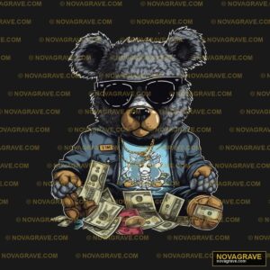 A Bear Wearing Sunglasses And Holding Money Animals Wildlife - Design DTF