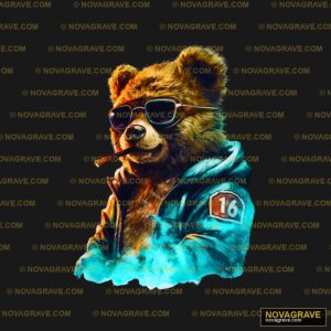 A Bear Wearing Sunglasses And Smoking A Cigar Animals Wildlife 2 - DTF Ontwerp