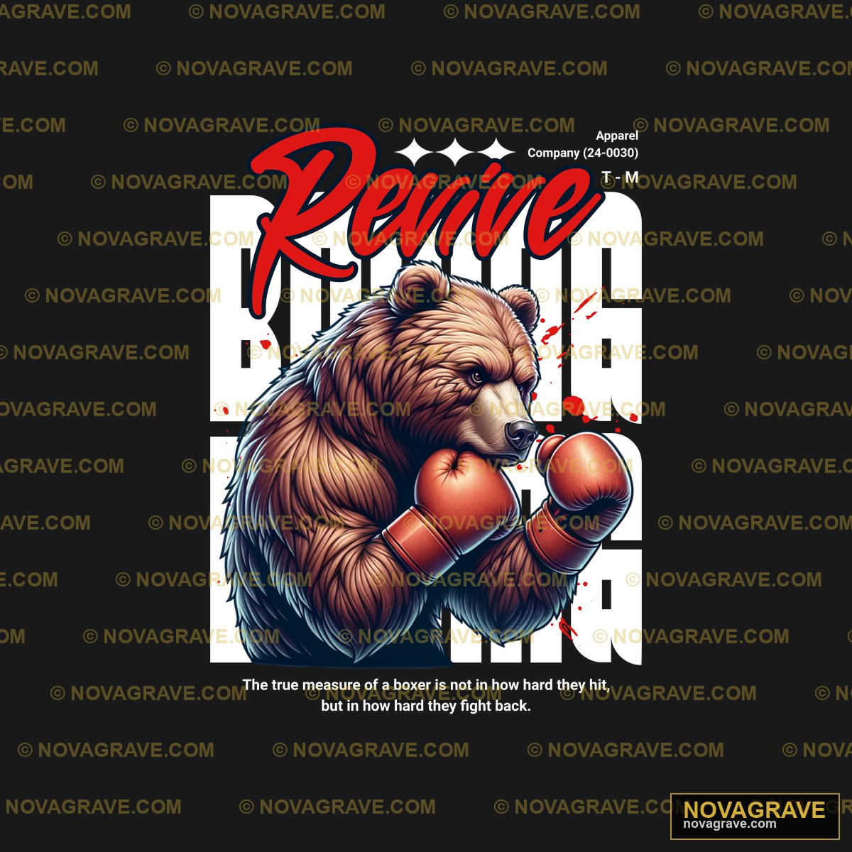 A Bear With Boxing Gloves On Its Face Animals Wildlife - DTF Transfer Design