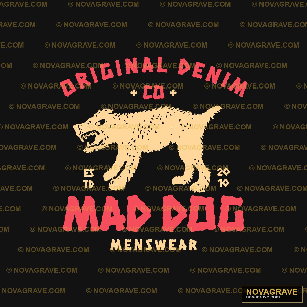 Original Denim Mad Dog Menswear DTF Design PNG - Dog Graphic