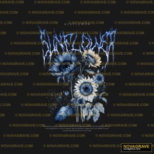 A Black And Blue Poster With Flowers And Ligh Nature Botanical - Design DTF