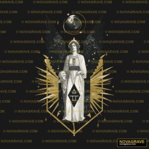 A Black And Gold Illustration Of An Angel Hol Streetwear Urban - DTF Transfer Design