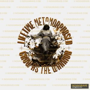 A Black And Gold Logo With A Woman In A Cloak Streetwear Urban - DTF Transfer Design