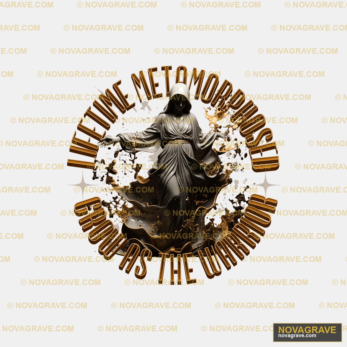 A Black And Gold Logo With A Woman In A Cloak Streetwear Urban - DTF Transfer Design