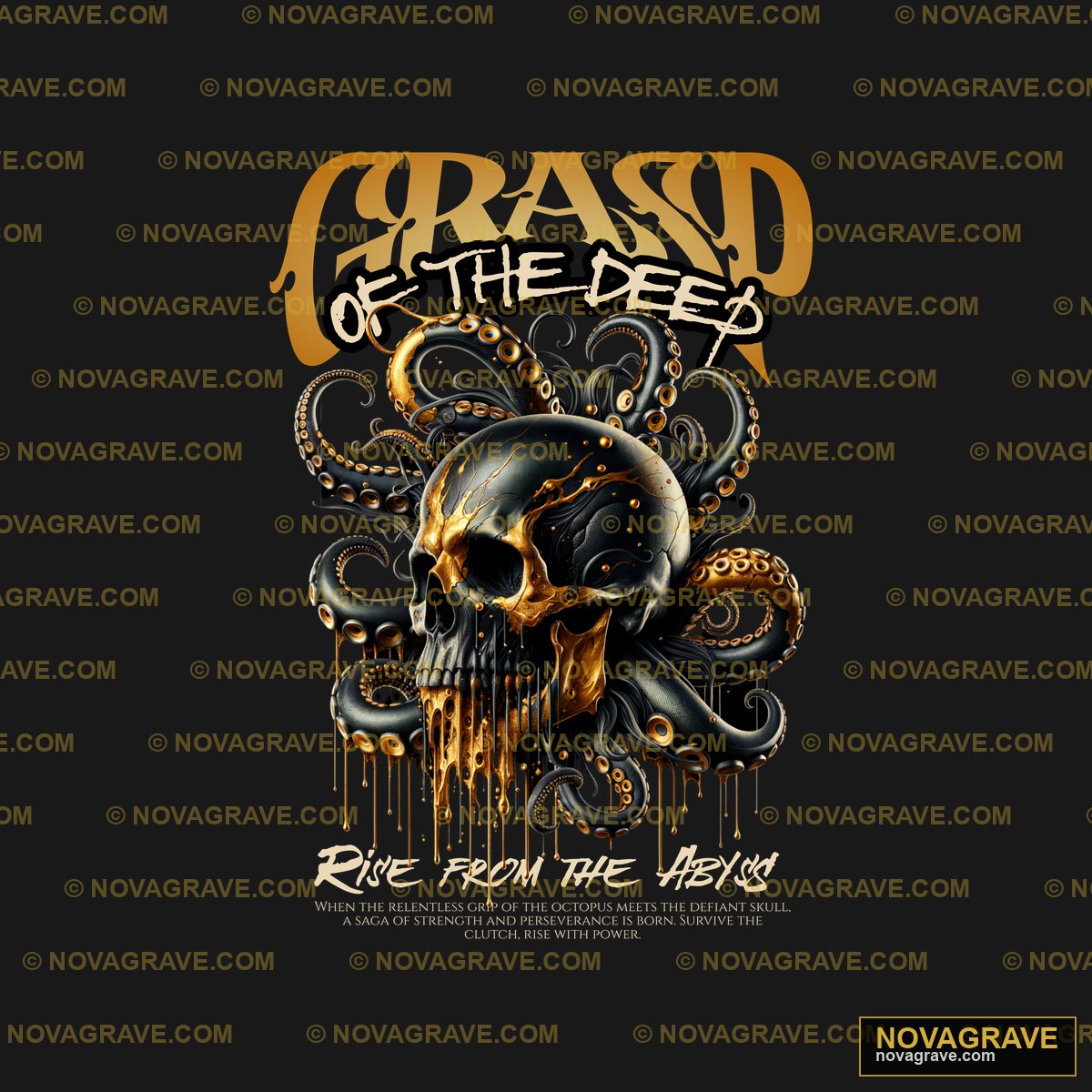 A Black And Gold Poster With An Octopus And T Animals Wildlife - DTF Transfer Design