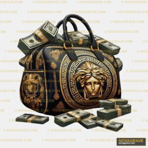 A Black And Gold Versa Handbag With Money Streetwear Urban - DTF Ontwerp