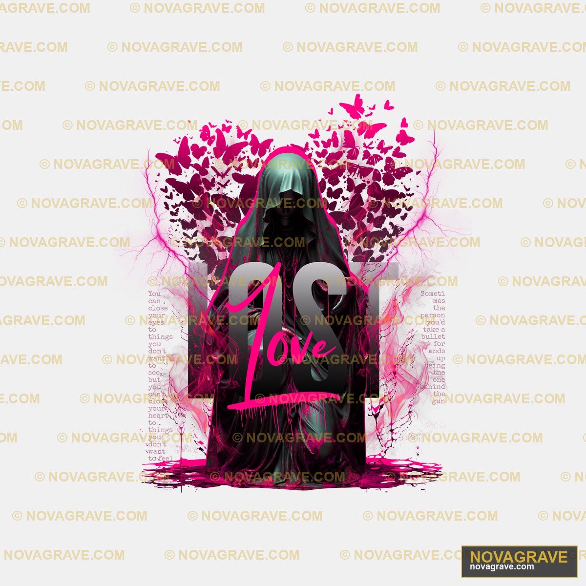 Grim Reaper Love Butterflies DTF Design PNG