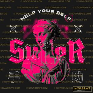 A Black And Pink Poster With The Wordshelp Typography Slogans - DTF Ontwerp