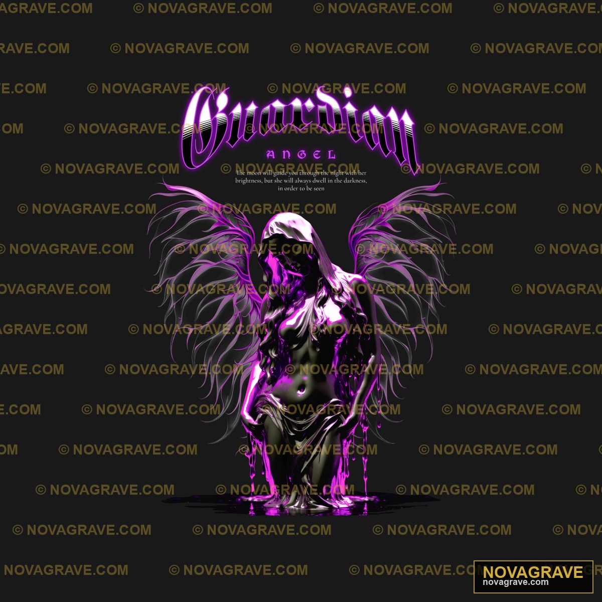 A Black And Purple Poster With An Angel Religious Spiritua - Design DTF