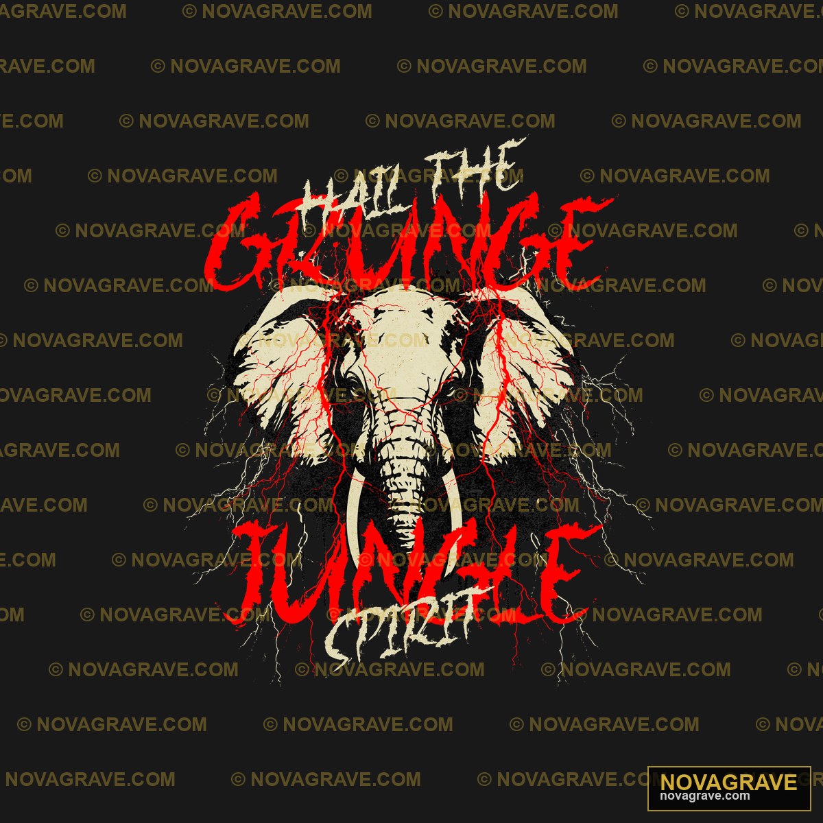 A Black And Red Elephant With The Words The J Animals Wildlife - Design DTF
