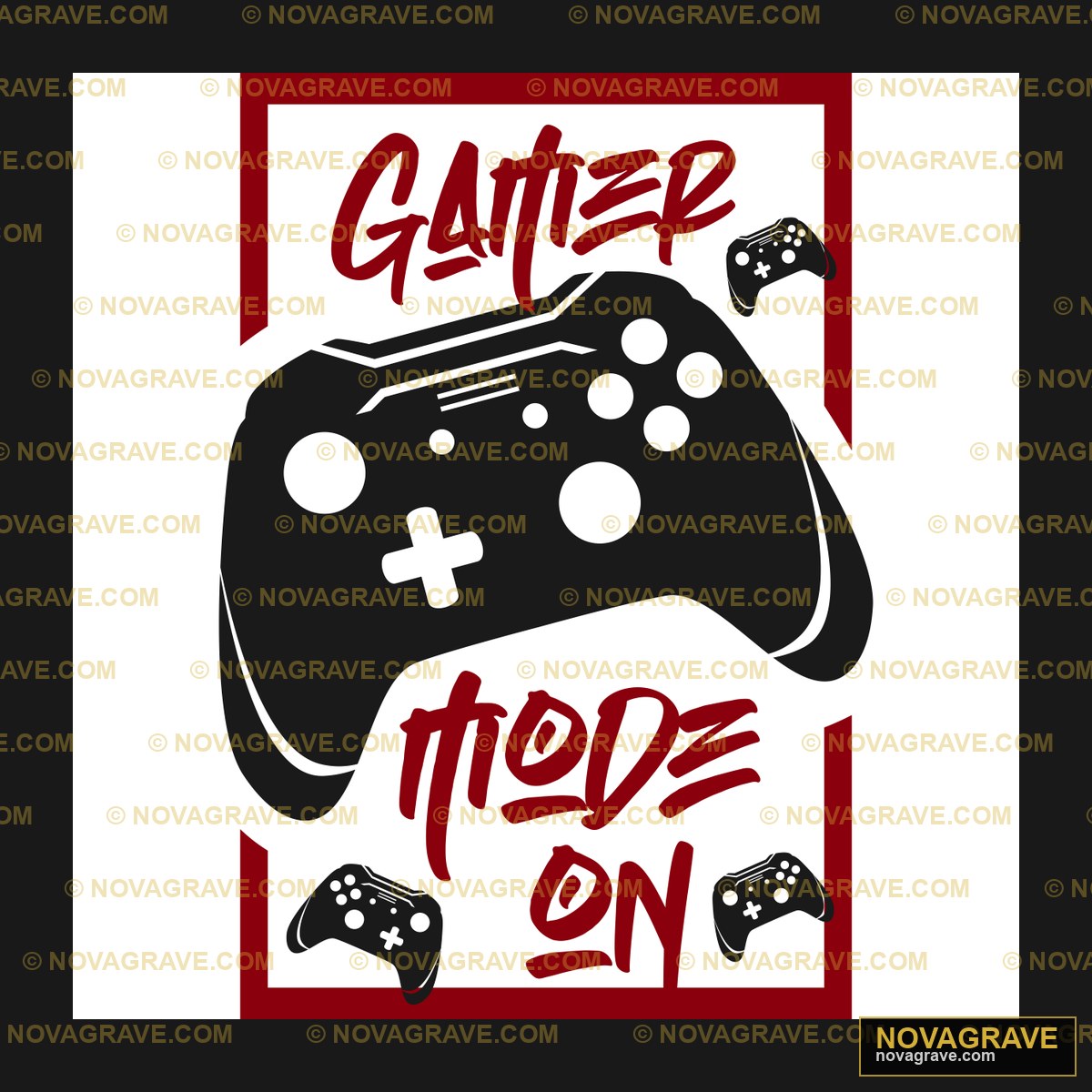 A Black And Red Logo With A Video Game Contro Other Designs - DTF Ontwerp
