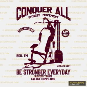 A Black And Red Logo With The Words Conquer A Sports Fitness - Design DTF