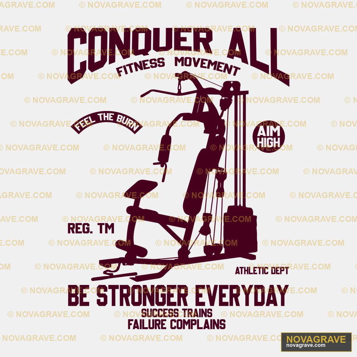 A Black And Red Logo With The Words Conquer A Sports Fitness - Design DTF