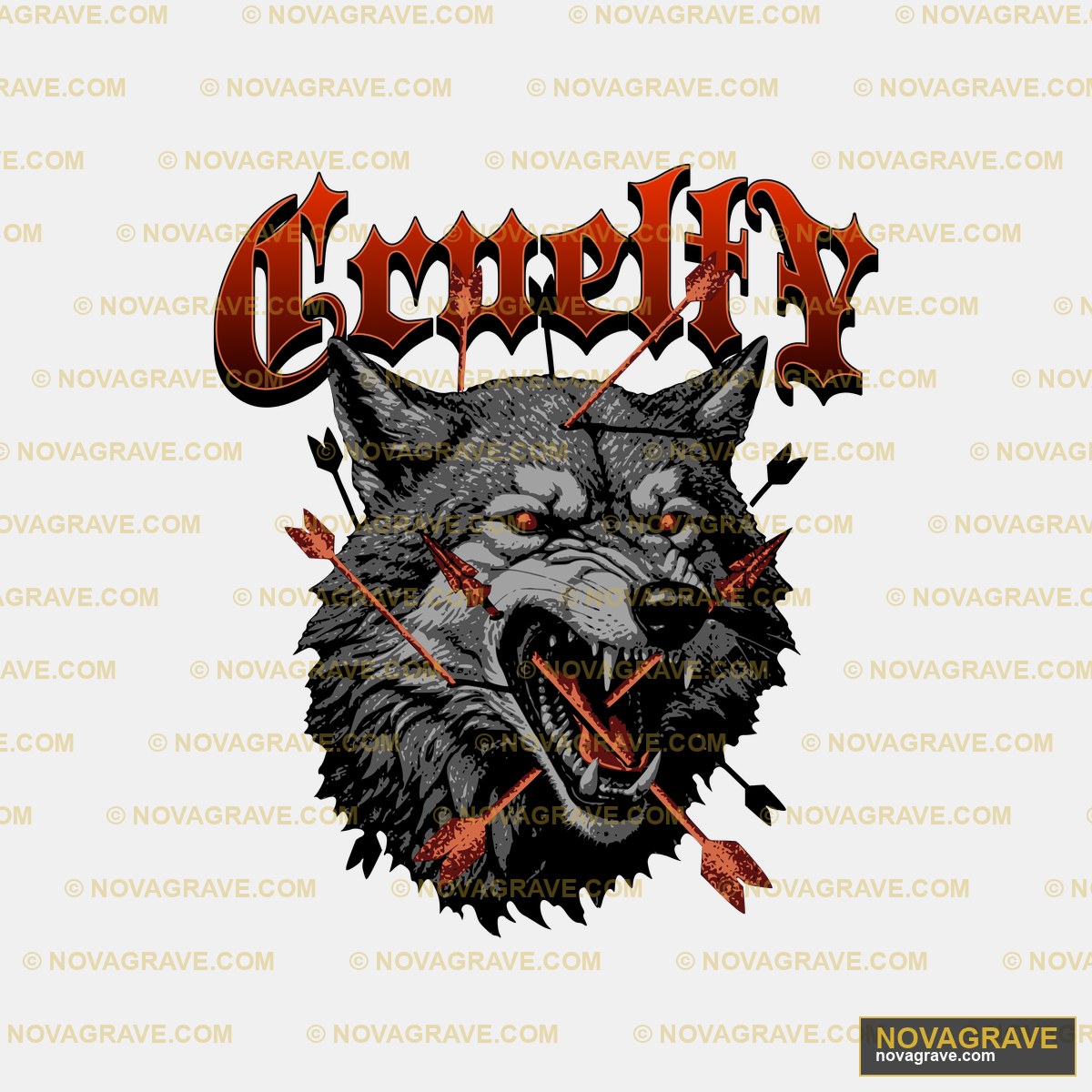 A Black And Red Wolf With A Red Arrow In Its Animals Wildlife - DTF Ontwerp