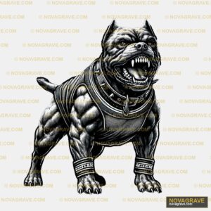 A Black And White Bulldog With A Collar Animals Wildlife - Design DTF