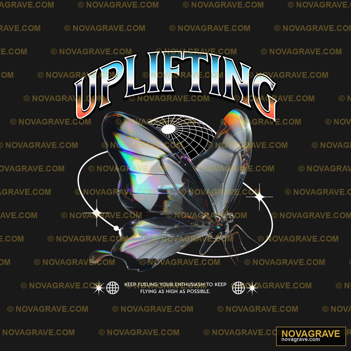 A Black And White Butterfly With The Words Up Animals Wildlife - DTF Transfer Design