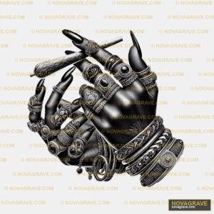 A Black And White Drawing Of A Hand Holding A Other Designs - DTF Transfer Design
