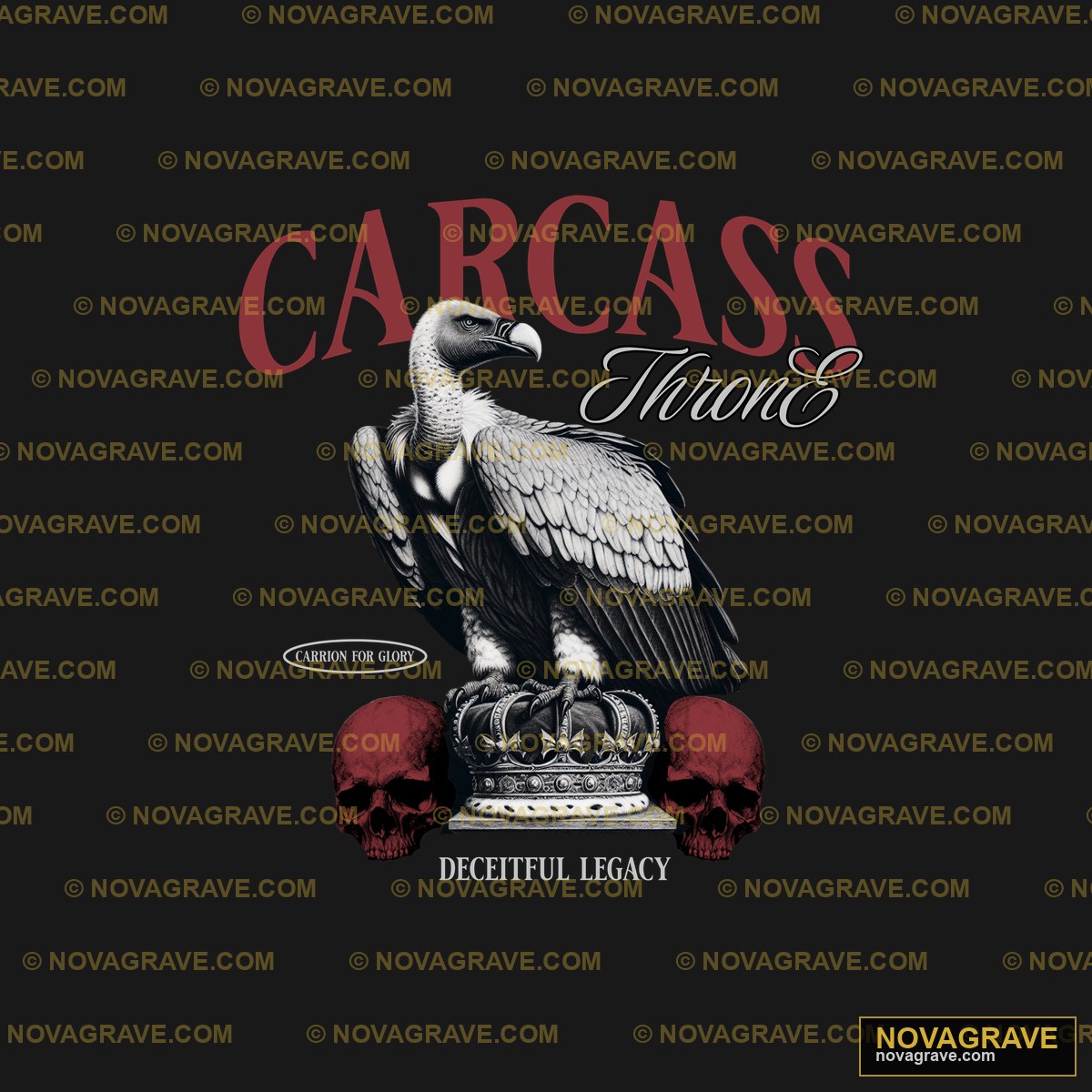 A Black And White Eagle With The Words Carcas Animals Wildlife - DTF Transfer Design