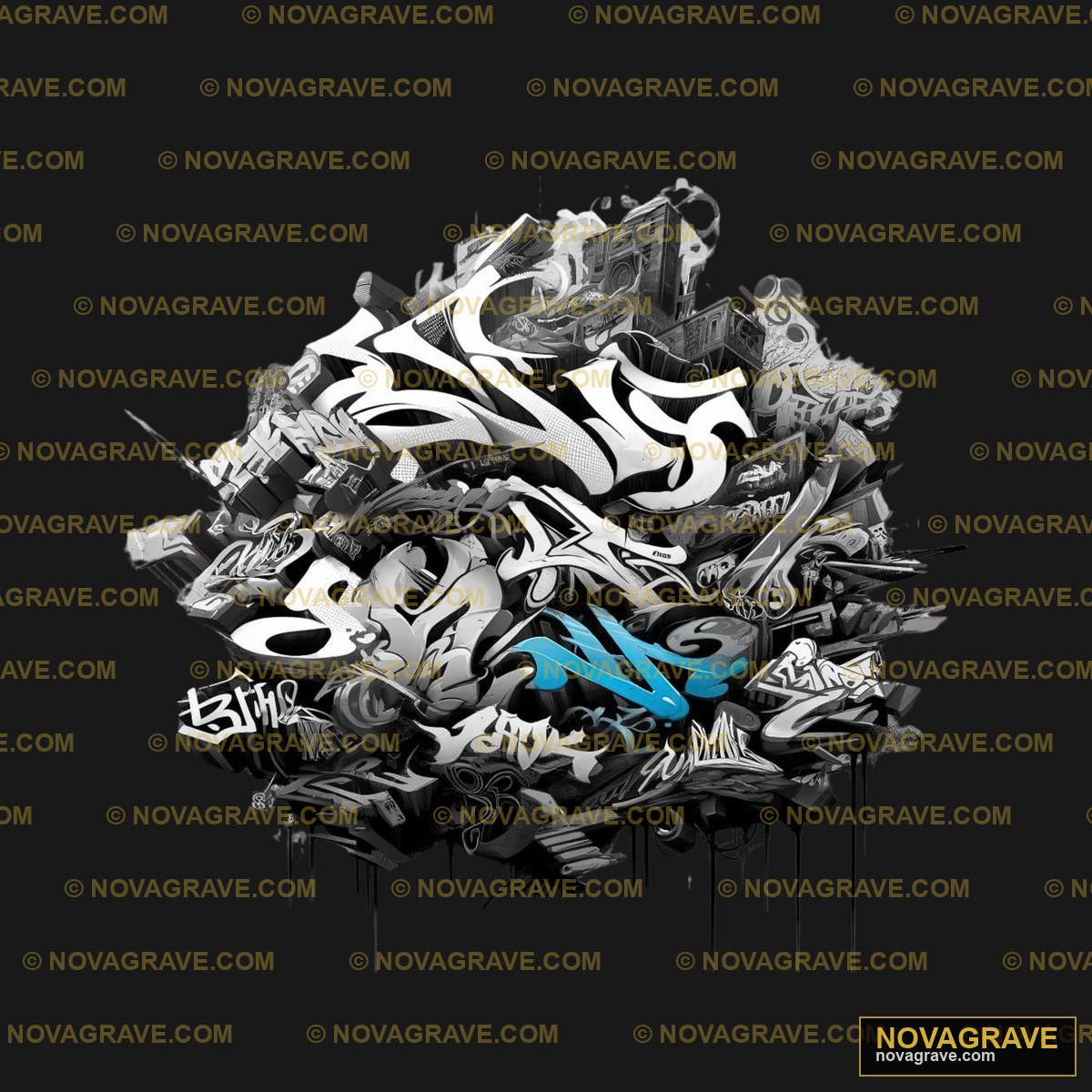 A Black And White Graffiti Wallpaper With A B Streetwear Urban - DTF Ontwerp