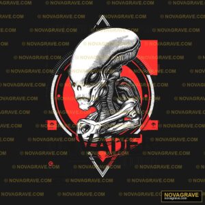 A Black And White Illustration Of An Alien Wi Other Designs - DTF Transfer Design