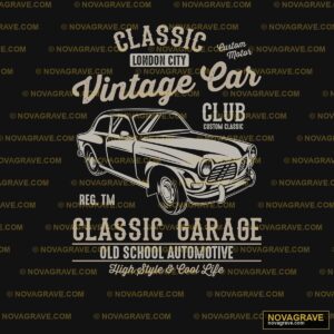 A Black And White Image Of A Classic Car Retro Vintage - DTF Transfer Design