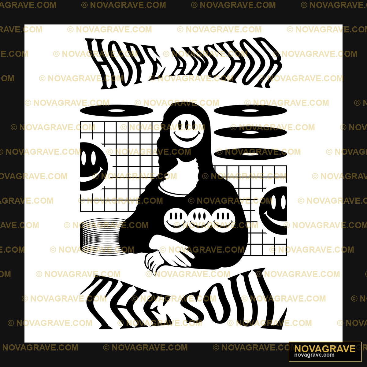 Wavy Text "Hope and Anchor" Mona Lisa Smiley DTF Design PNG