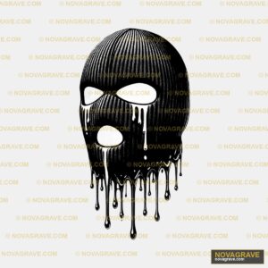 A Black And White Image Of A Skull With Dripp Streetwear Urban - Design DTF