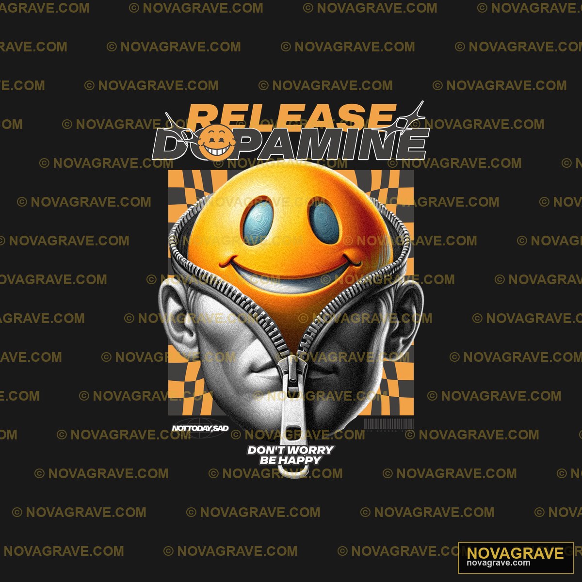 A Black And White Image Of A Smiling Face Wit Other Designs - DTF Transfer Design