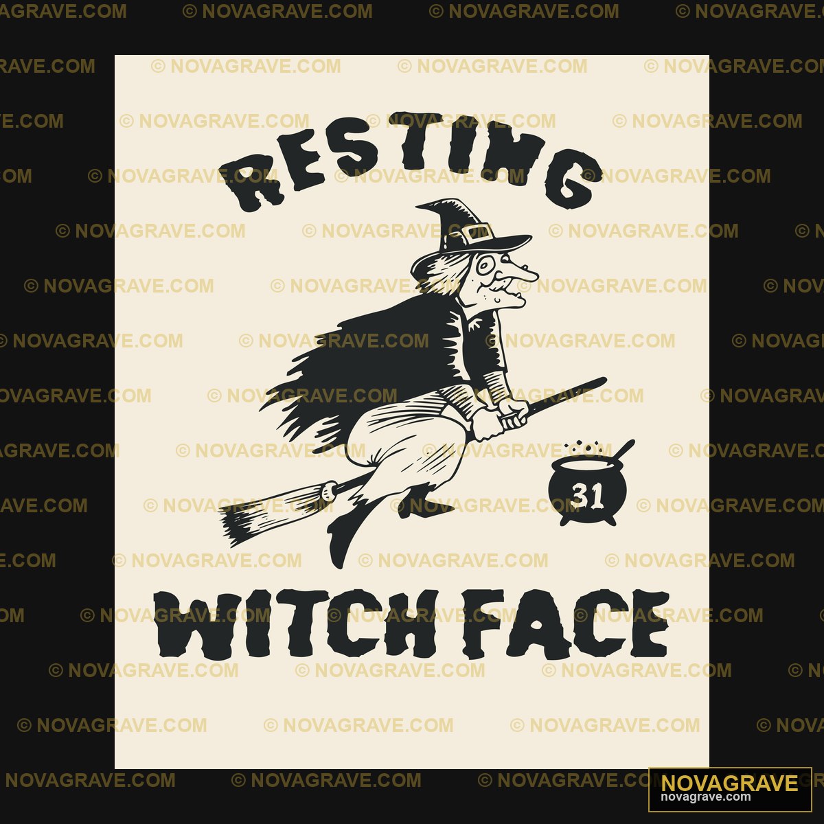 A Black And White Image Of A Witch Flying Thr Other Designs - DTF Transfer Design