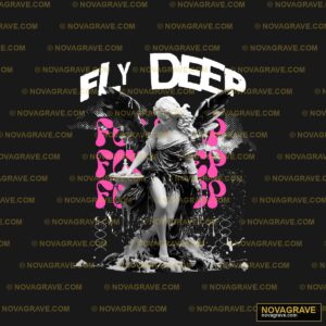 A Black And White Image Of A Woman With Wings Other Designs - Design DTF