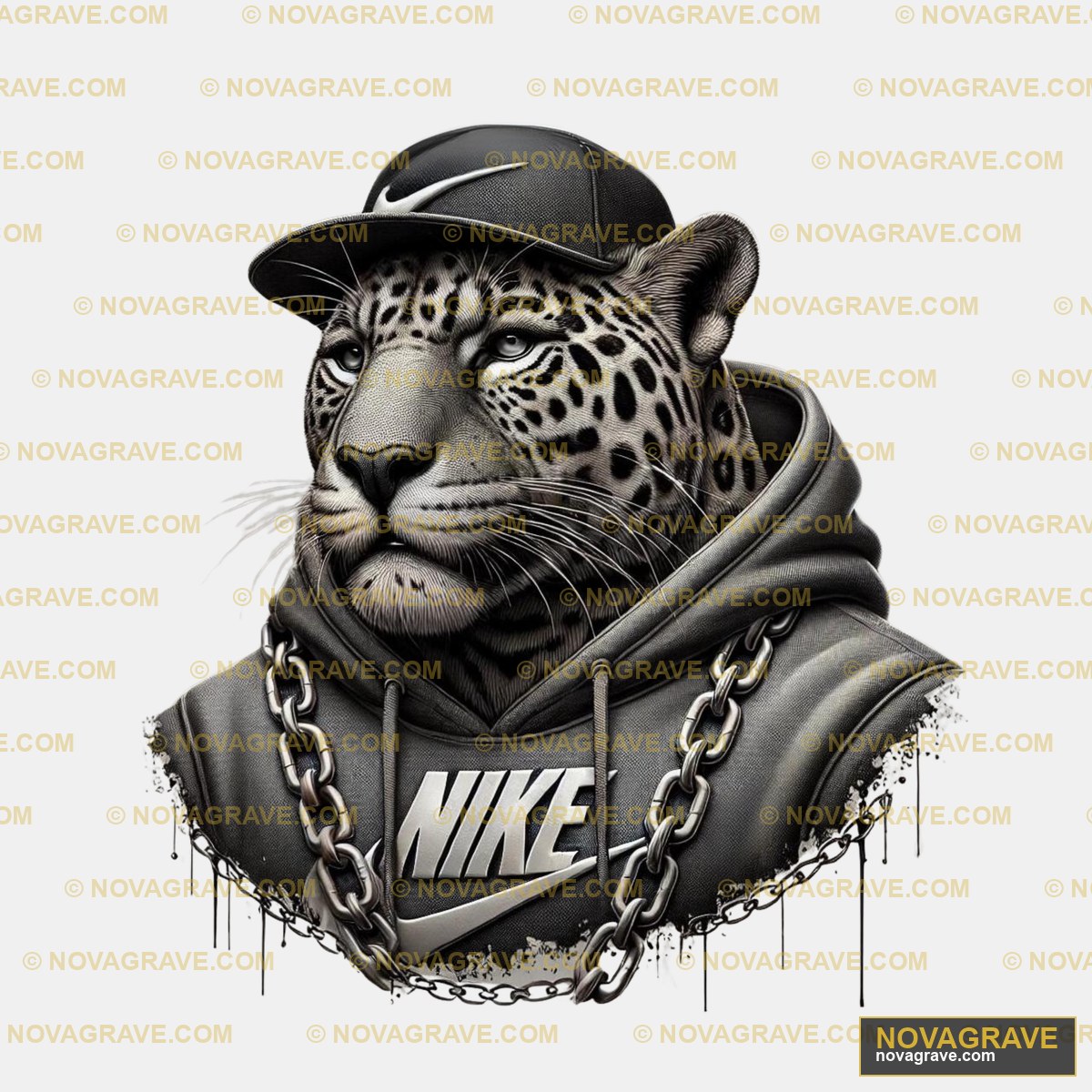 A Black And White Leopard Wearing A Hoodie Animals Wildlife - DTF Ontwerp