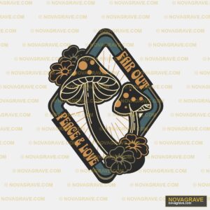 A Black And White Logo With A Mushroom Nature Botanical - Design DTF