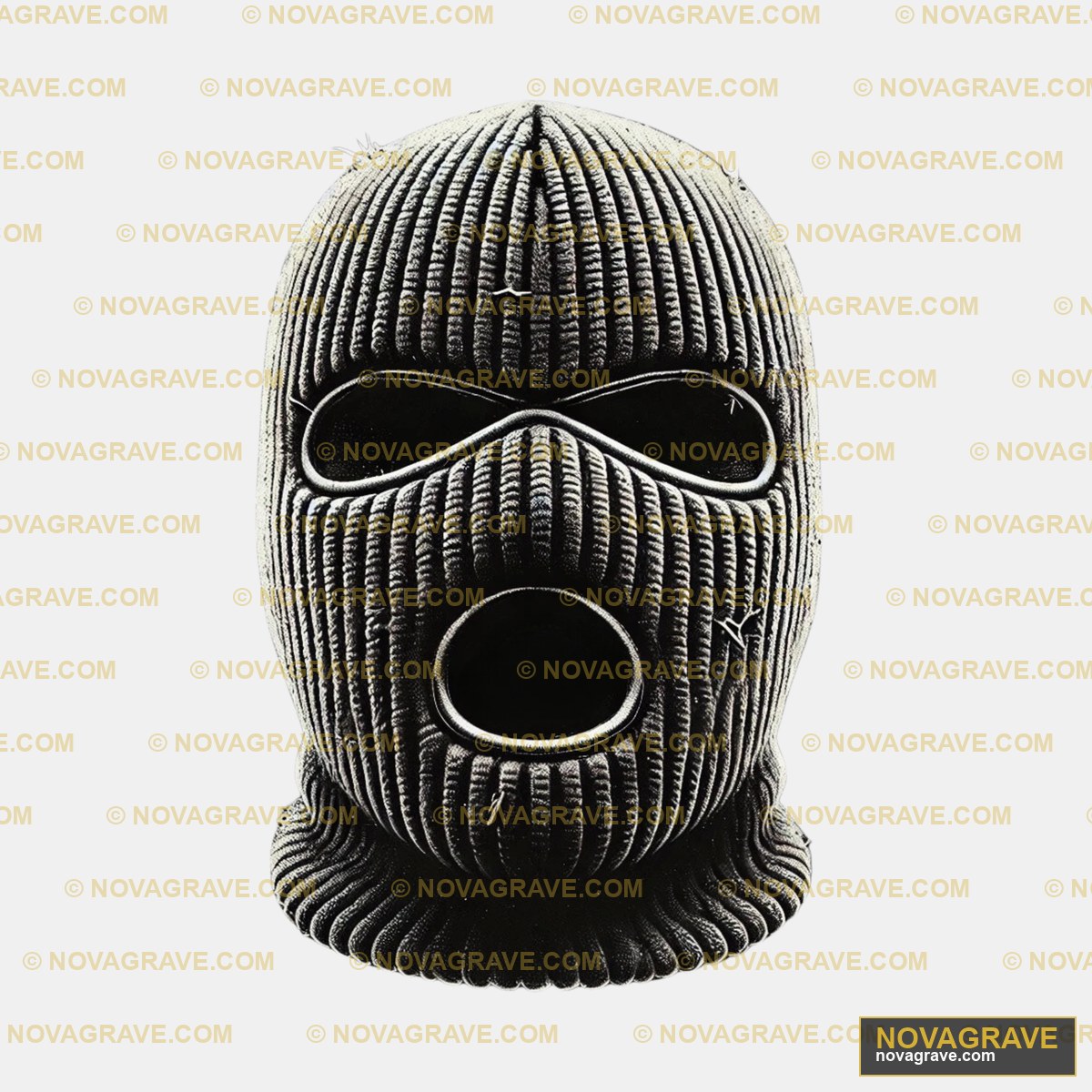 A Black And White Mask With A Black Backgroun Other Designs - Design DTF