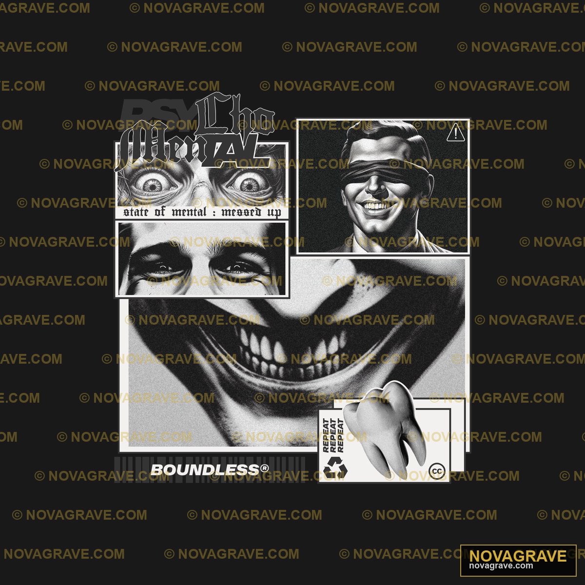 A Black And White Photo Of A Smiling Man With Other Designs - DTF Transfer Design