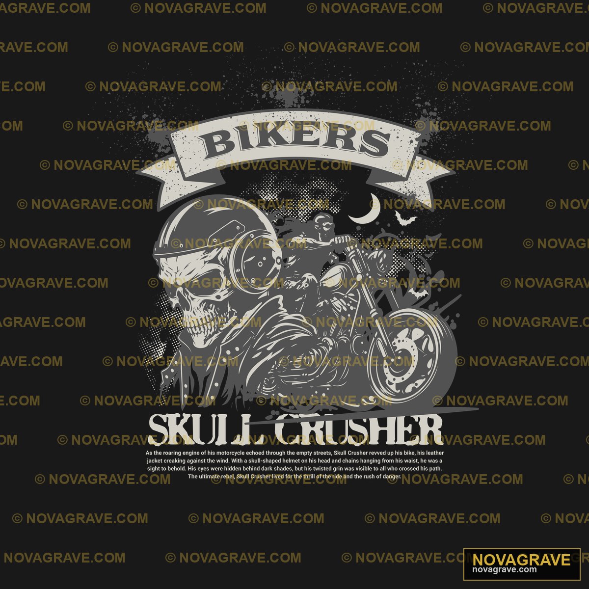A Black And White Poster With A Skull Riding Streetwear Urban - DTF Transfer Design