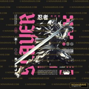 A Black And White Poster With A Sword Other Designs DTF Design