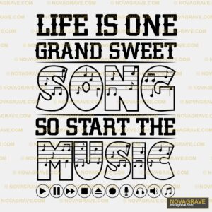 A Black And White Poster With The Wordslife I Music Culture - DTF Transfer Design